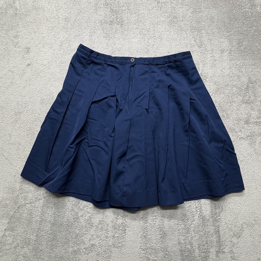 Vintage Pendleton Skirt Womens Large Navy Blue Wool Pleated Made USA 80s Classic